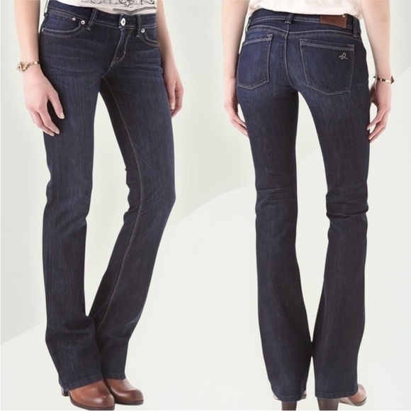 DL1961 Bootcut Milano Stretch Medium Dark Wash Low Rise Jeans Sz 27 - Picture 1 of 7
